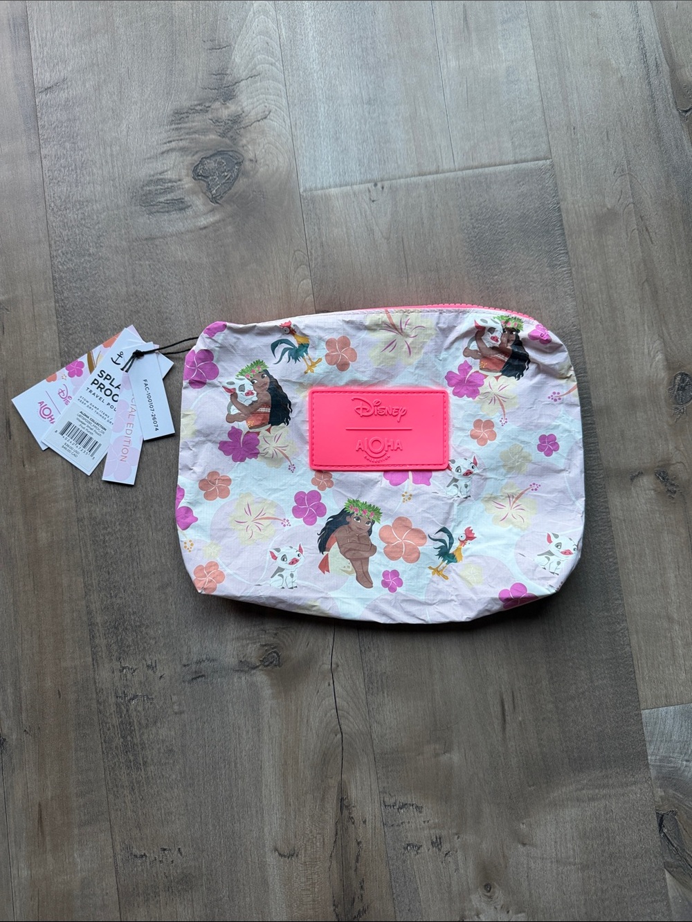NWT Aloha Moana Disney Small Pouch with Neon Logo Patch